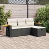 VidaXL Garden Lounge Set 4 Pcs with Cushions Black Wicker 3325948