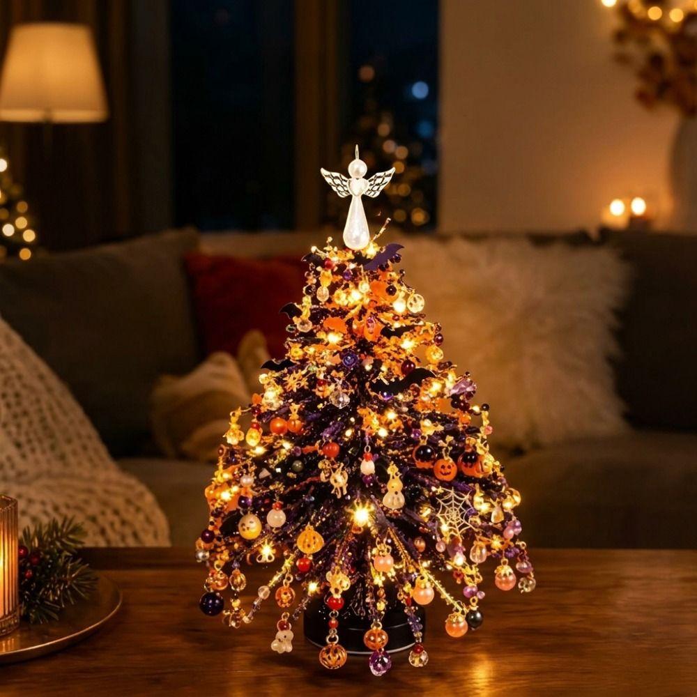 Handmade Halloween Tree Making Kit Crystal Bead Mini Bead Weaving Set Christmas