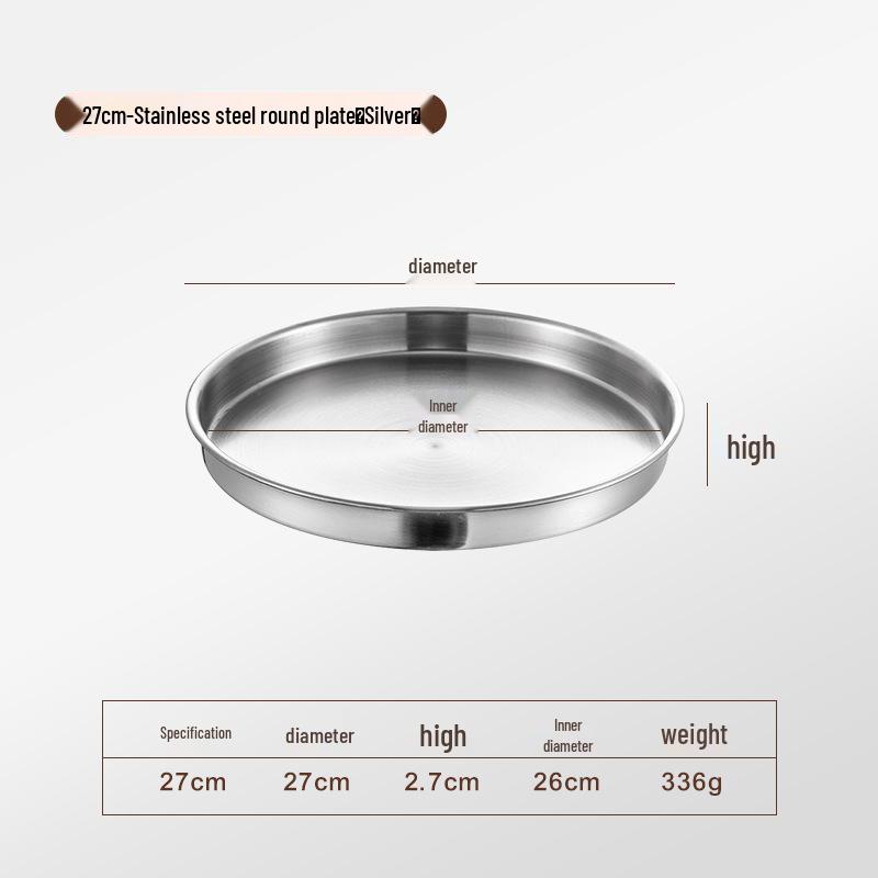 Korean Style Stainless Steel Round Golden Tray for Cold Noodles, Rice, or Steaming – Thickened Flat Bottom Plate