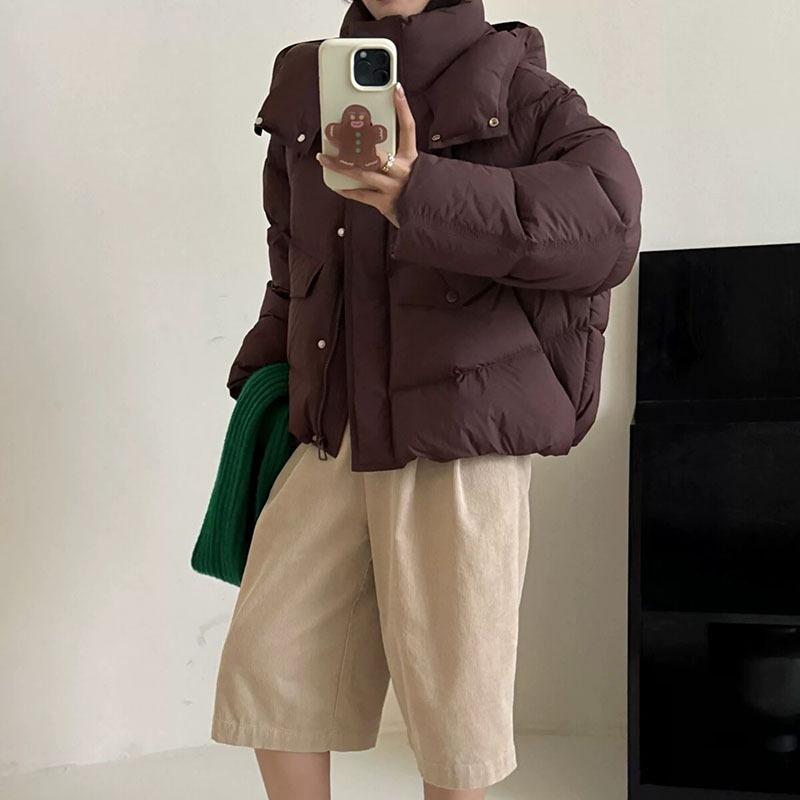 Cold-resistant white duck down jacket women's short 2024 new thickened puff feeling high luxury fashion bread jacket tide