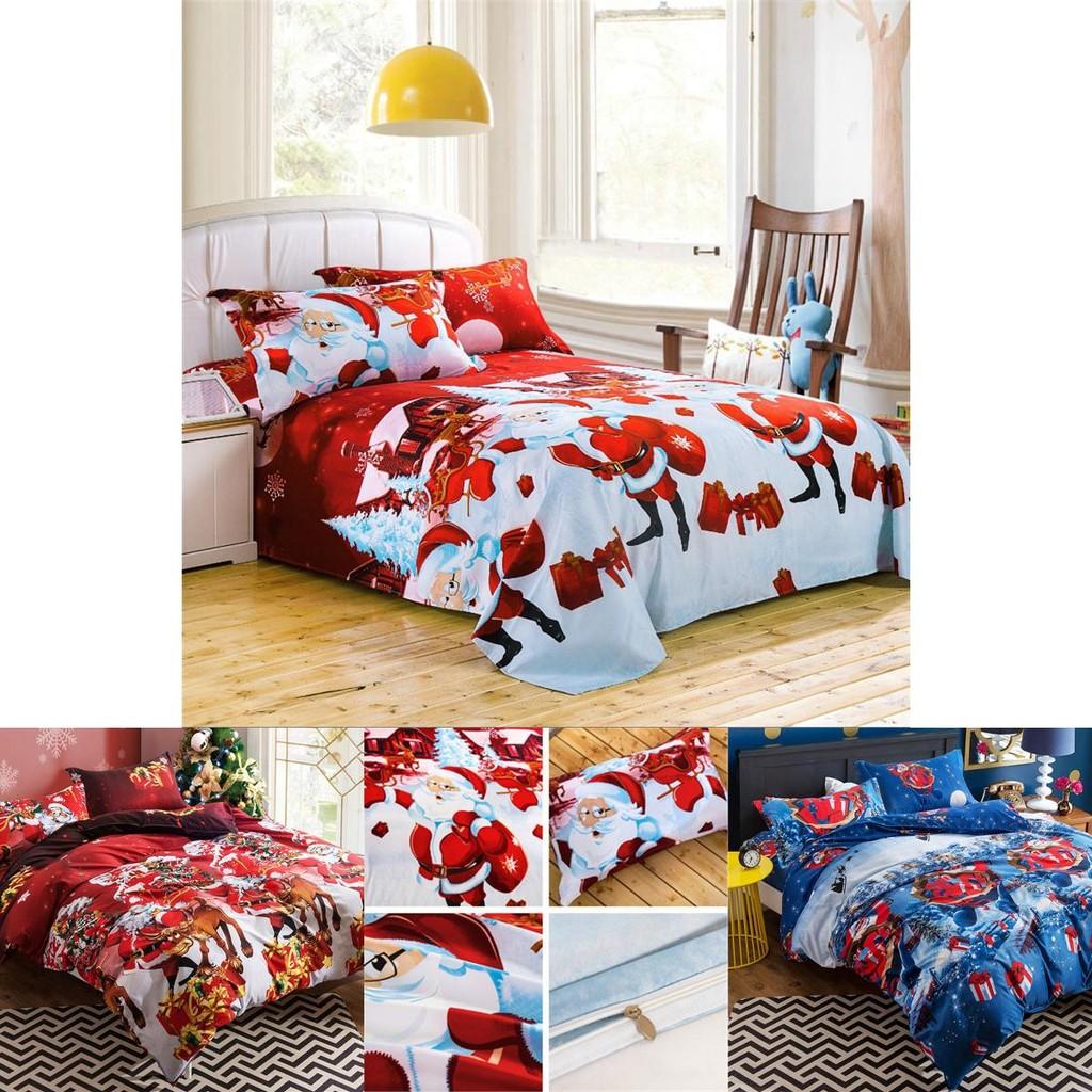 Festliches Weihnachts-Quiltbezug-Kissenbezug-Set mit Schneemann- und Weihnachtsmann-Design