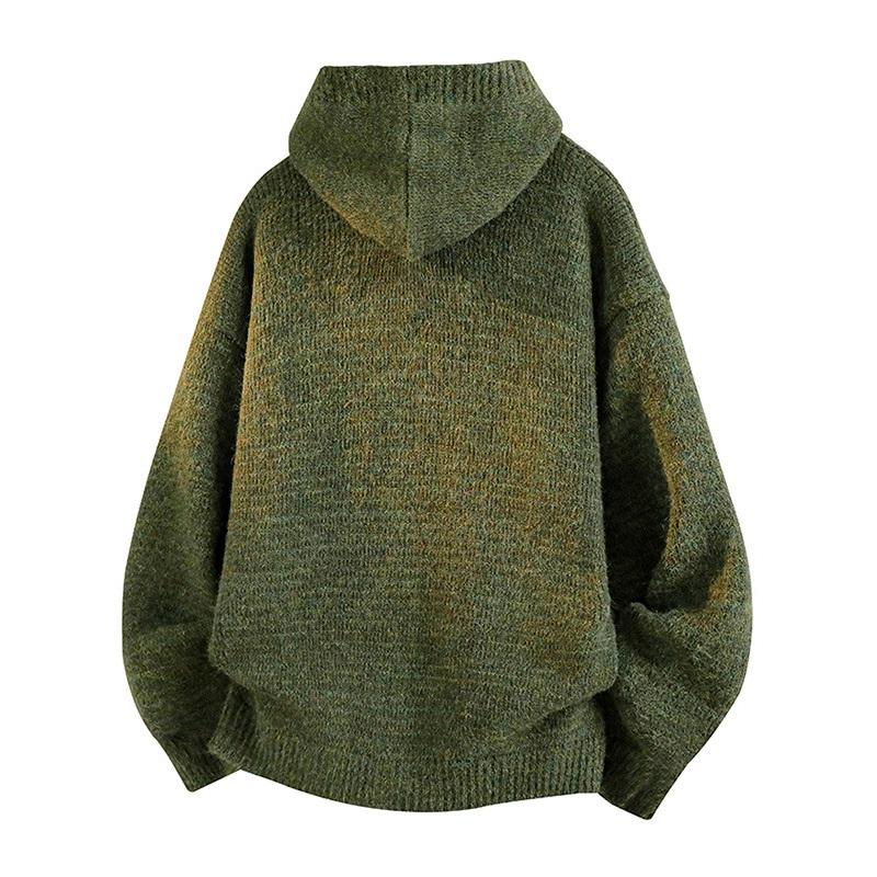 Herrhuvtröja i stickad kofta, avslappnad knapptröja