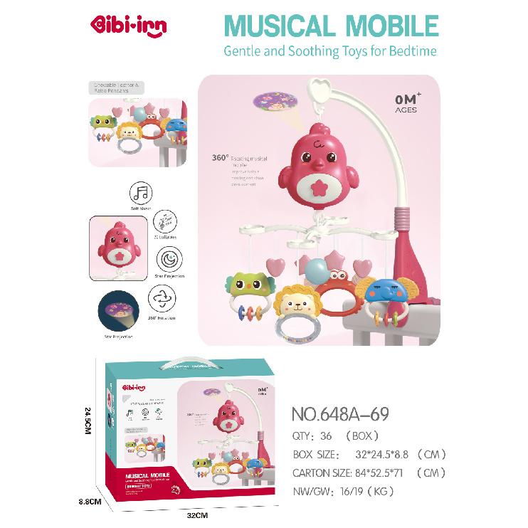 

Baby Toys 0-18 Months Newborn Baby Music Rotating Bedside Bell Soothing Rattle Bird bedside bell (red)