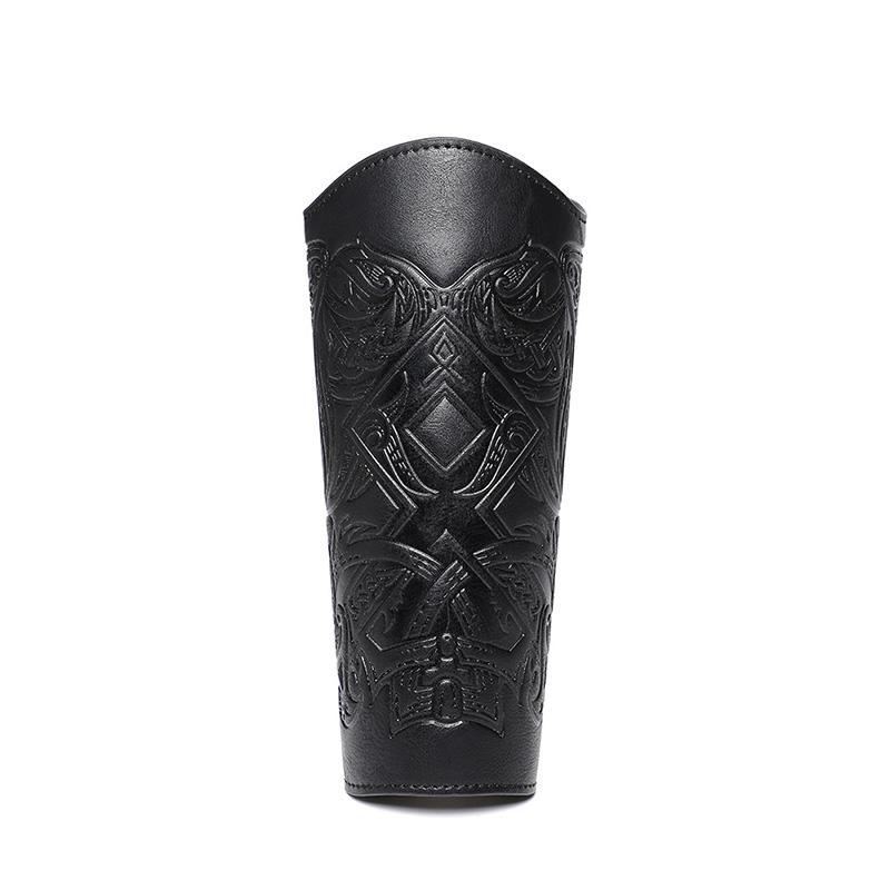1PC Medieval PU Leather Wrist Guards Viking Warrior Embossed Leather Gauntlets Knight Arm Gloves Retro Gothic Wristbands
