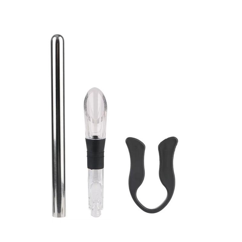 Wine Chiller 3-in-1 Stainless Steel Wine Bottle Cooler Stick Freezer with Aerator and Pourer and Aerating Wine for Christmas