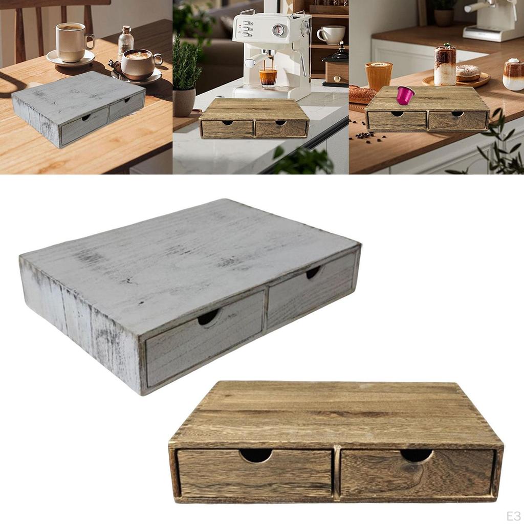Coffee Pod Holder Countertop Storage Maker Machine Stand Vintage Wooden Organizer for Office