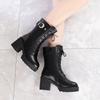 Autumn and Winter Winter High-heeled Pu Leather Women Winter Boots Thick Wool Warm Women Boots High-quality Female Snow Boots