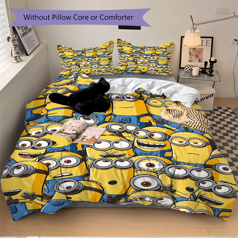 1Pc Minion Adventure Bedding Set Quilt Cover Pillowcase Home Christmas Xmas Halloween Gift 1 Duvet Cover 2 Pillowcase M92474