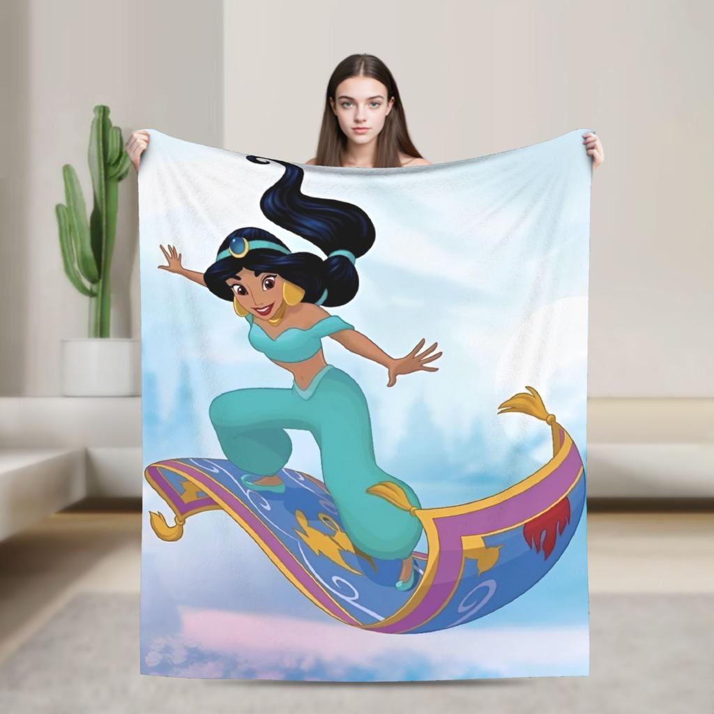 Aladdin Jasmine Cartoon Blanket Warm Fluffy Plush Throw Blanket For Couch Bed Decorative Flannel Bedspread Bed Cover