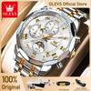 OLEVS 3675 Mens Watch Original Business Brand Quartz Watch Multifunctional Chronograph Waterproof Moon Phase Watch For Man New