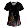 Women's Printing Uniform Work Uniform V-neck Pockets Basic Short Sleeve Pullover Top