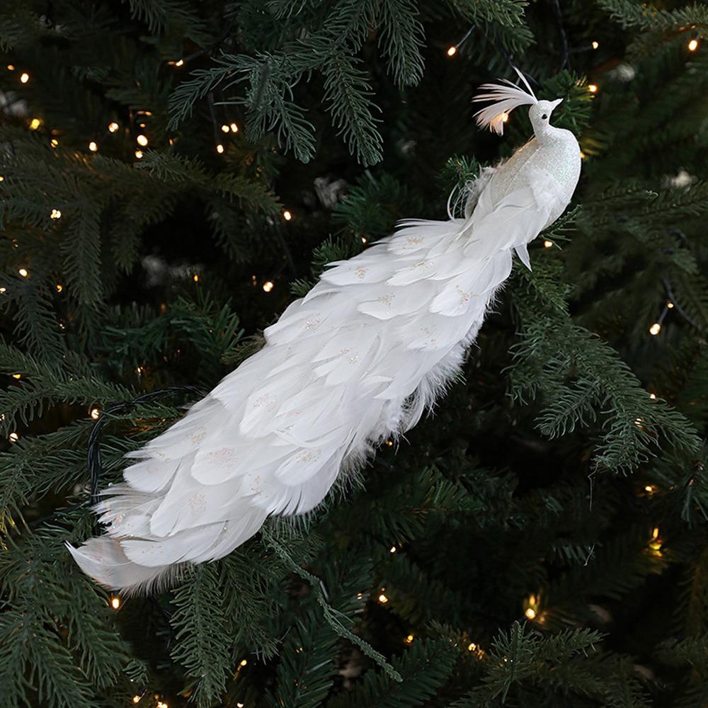 Colorful Christmas Bird Ornaments Glitter Feather Simulation Peacock  Parties Supplies