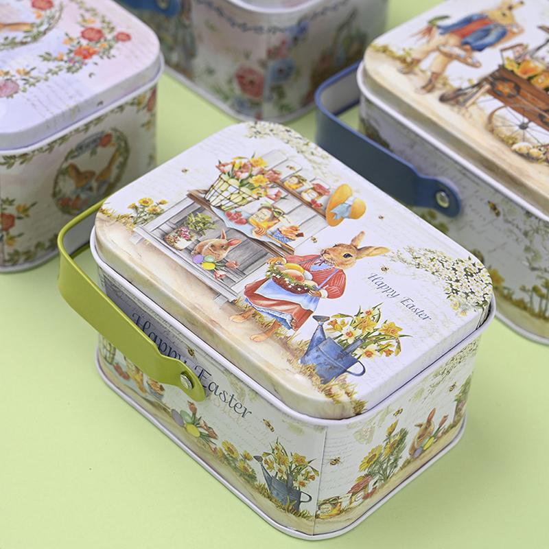 Vintage Small Suitcase Storage Tinplate Candy Box Gift Box Easter Decoration