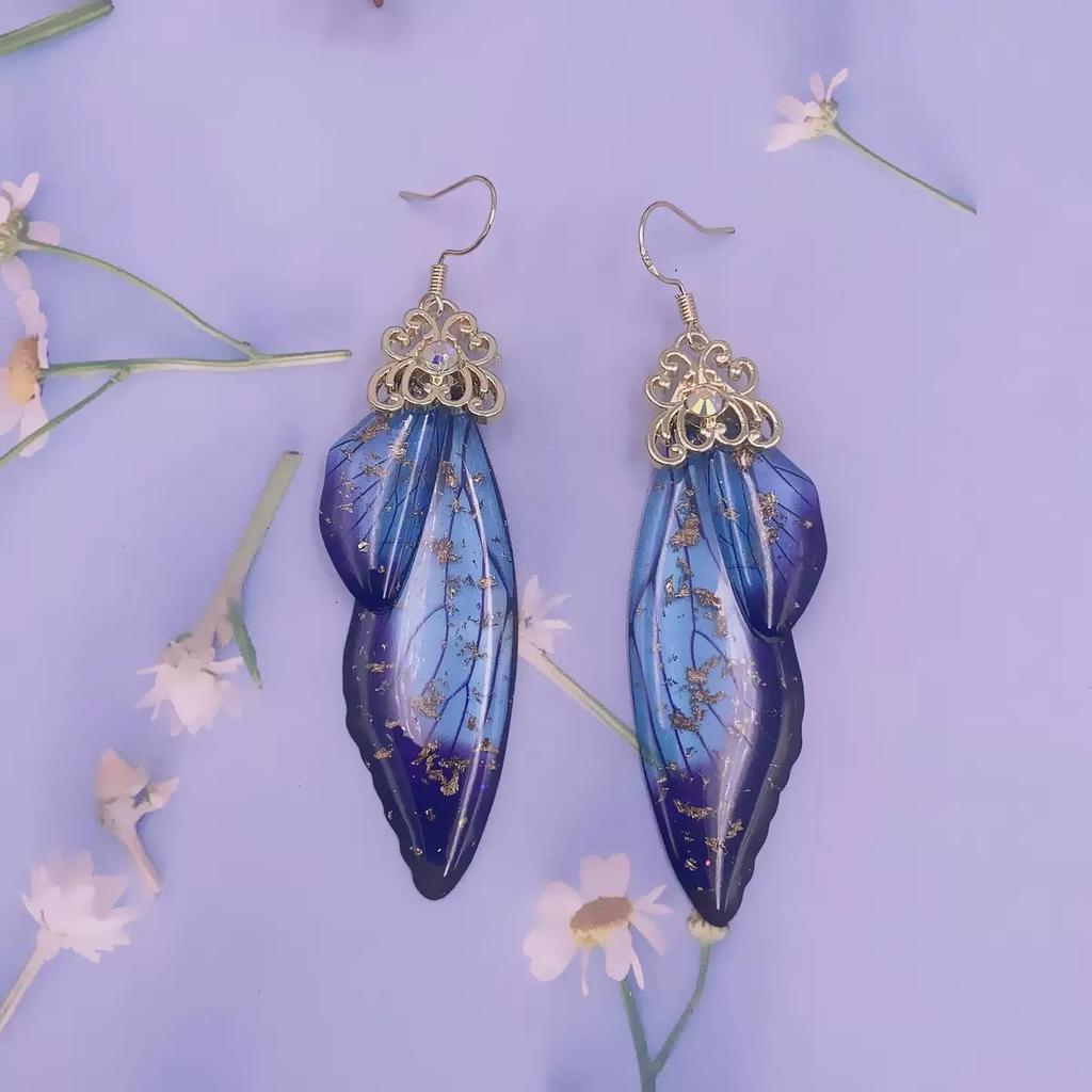 Fashion Jewelry Butterfly Earring Fairy Simulation Insect Wing Hook Earring Translucent Cicada Wing Drop Earrings Woman Jewelry