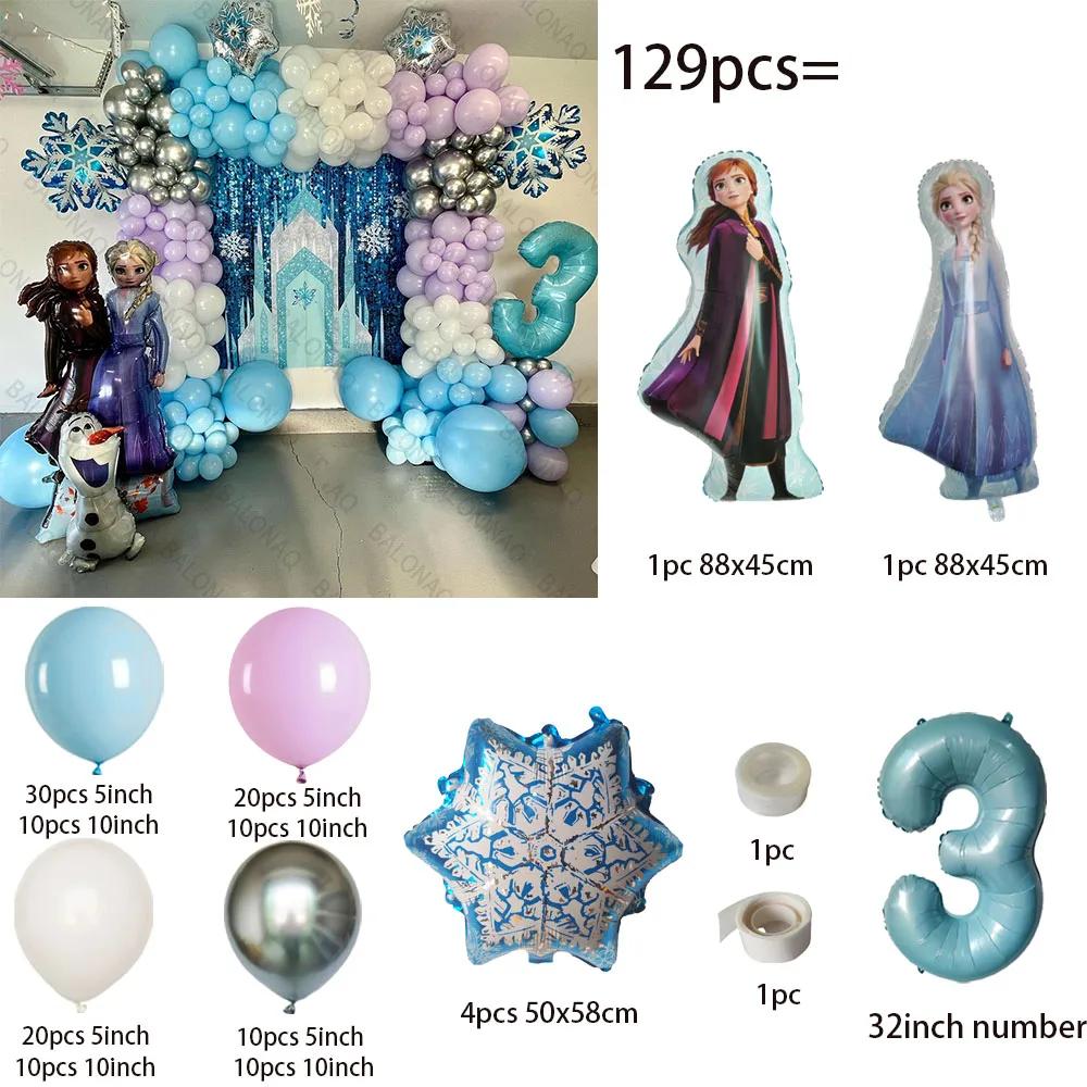 Pacchetto Arco Ghirlanda Palloncini Decorazione Principessa Frozen Palloncino Foil Numero Blu progettato per Celebrazione Data di Nascita Ragazze Bomboniere Decorazione