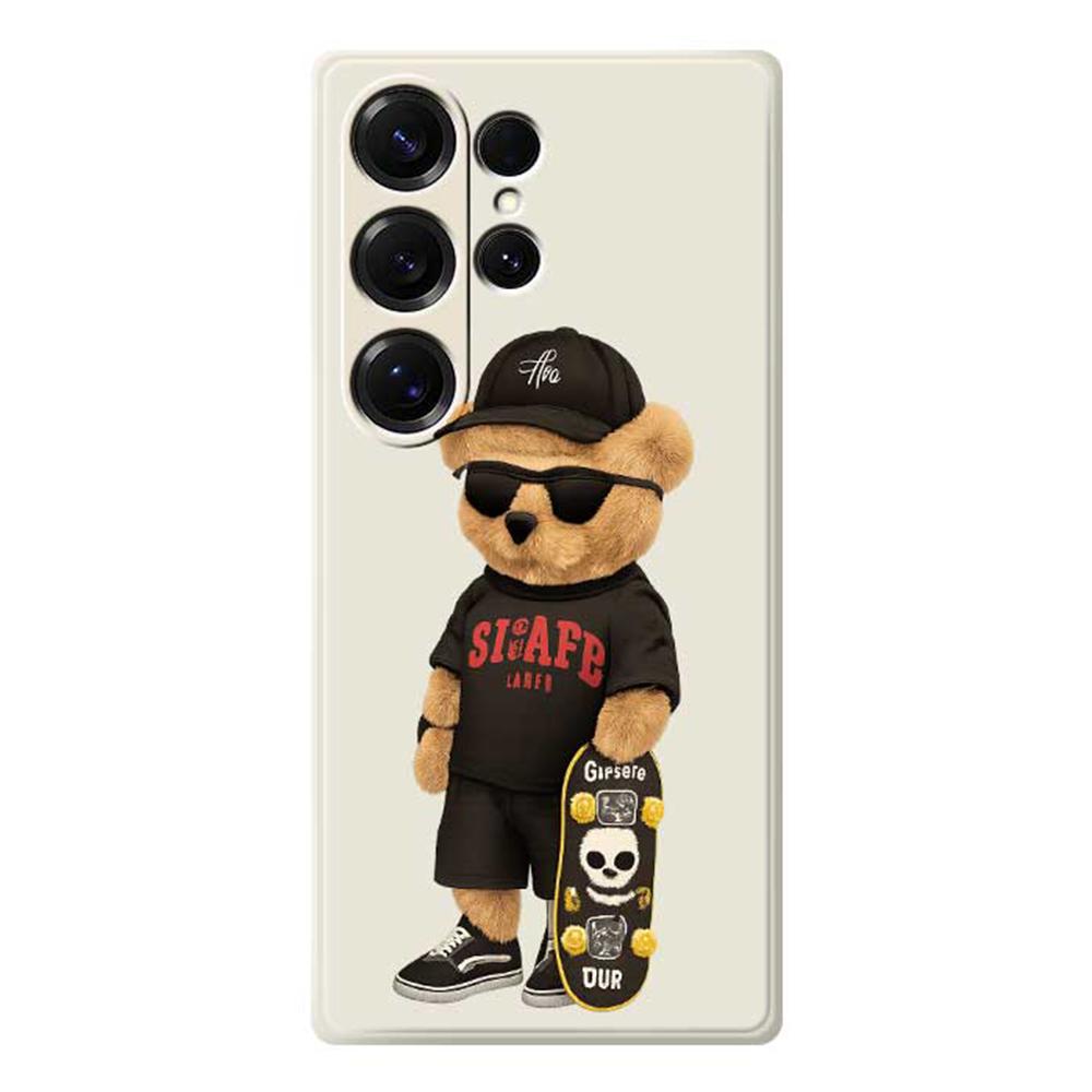 For Samsung Galaxy S25 Ultra Case Cool Bear Pattern Printing Straight Edge TPU Phone Back Cover
