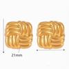 Stainless Steel Earrings Electroplated Titanium Steel Retro Embossed Earrings Square Bread Hollow Earrings