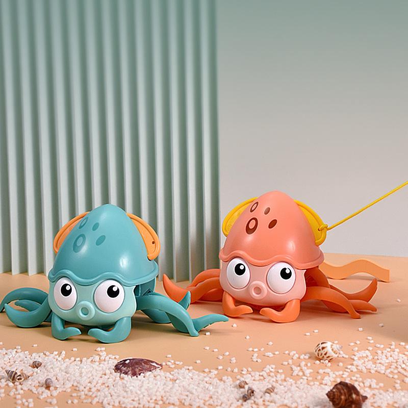 Baby Bath Toys Kids Octopus Clockwork Rope Pulled Crawl Land Water Toys Dragging Walking Toy Swimming Water Toys Kids Gift