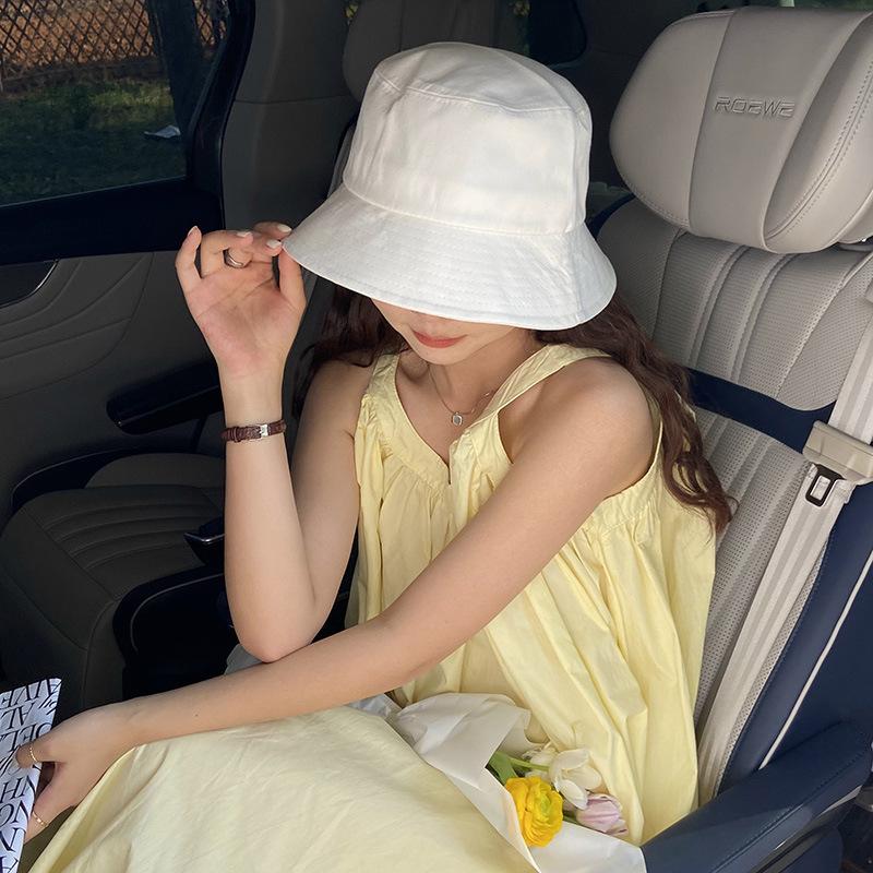 Candy colored fisherman hat, solid color sun protection bucket, thin design, temperament sun basin hat