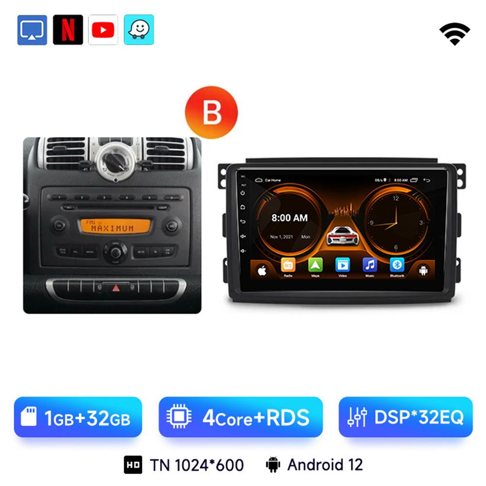 JIUYIN Android 13 Auto Radio Smart Fortwo 451 2005 - 2015 Wireless Carplay 4G Car Multimedia GPS 2din Autoradio