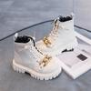 Children Autumn Winter Style Velvet Cotton Boots Boys Girls Metal Chain Middle Boots Shoes