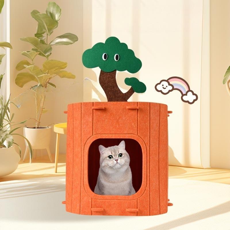 Stump Cat Nest Comfortable Nest Lower Resistance Scratch Out Crumbs Semi-closed Security Pet Waterloo Sleeping Nest Folding