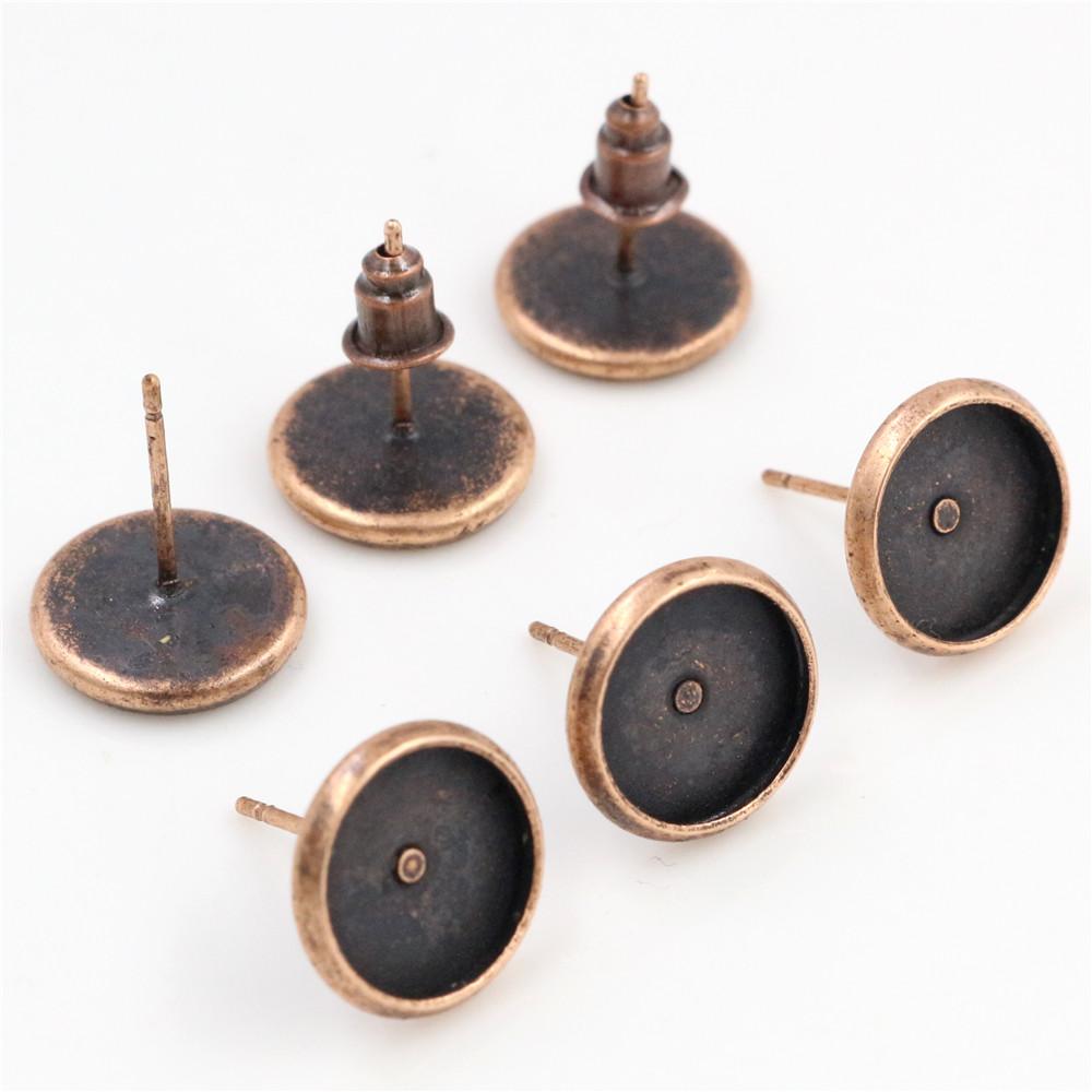 8/10/12mm 50 Stück/Los 8 Farben Beschichtet Hohe Qualität Edelstahl Eisen Ohrstecker(mit Ohrstöpsel) Basis, Passend für 10mm Glascabochons