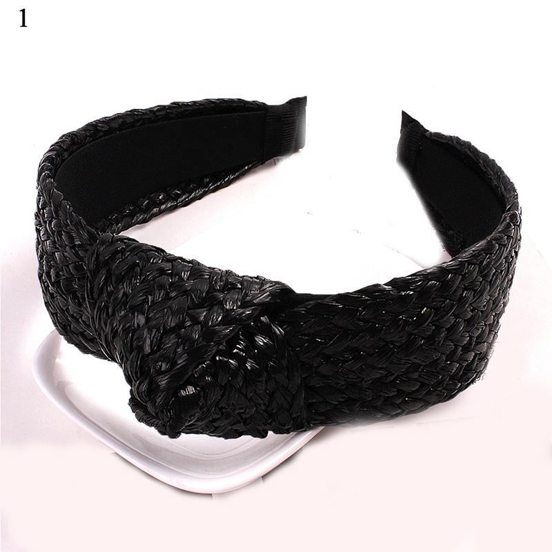 Bandeau de Paille Style Plage Bandeau Bohème Tissage Croisé Cerceau à Cheveux Été Femmes Bandeau Cheveux Chapeau à Large Bord Accessoires Cheveux