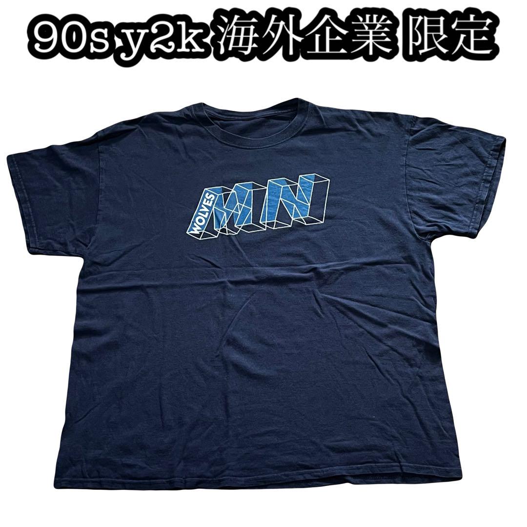 

[Б/У] 90-е y2k Футболка НБА Миннесота Тимбервулвз логотип США темно-синий L