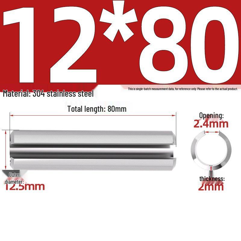 304 Stainless Steel Slotted Spring Pin, Cylindrical Shaft Pin, Locating and Hollow Pin (M5-M12)