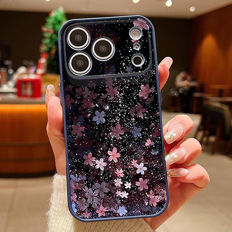 Magnetic For Magsafe Case For iPhone 17 Pro Max Starry Sky Cherry Blossom Pattern Skin Feeling Cover For iPhone 16 15 14 13 Pro Max