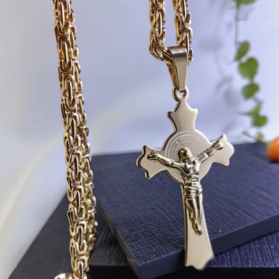 Handmade Chain Stainless Steel Titanium Steel Pendant Cross Pendant Necklace