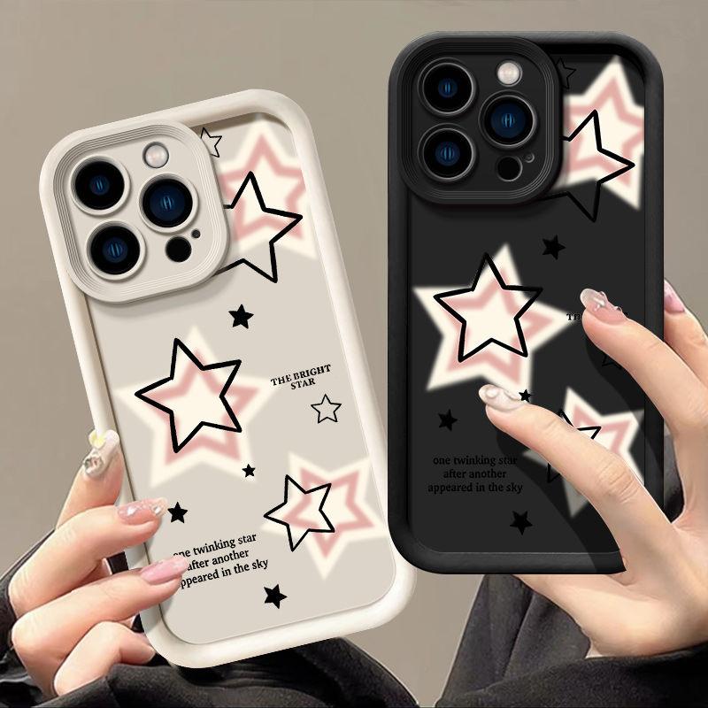 Cute Pink Stars Case for Samsung A16 A15 A35 A55 A54 A34 A33 A53 A52 A13 A14 4G S25 S24 Ultra S22 S23 Plus FE Shockproof Cover