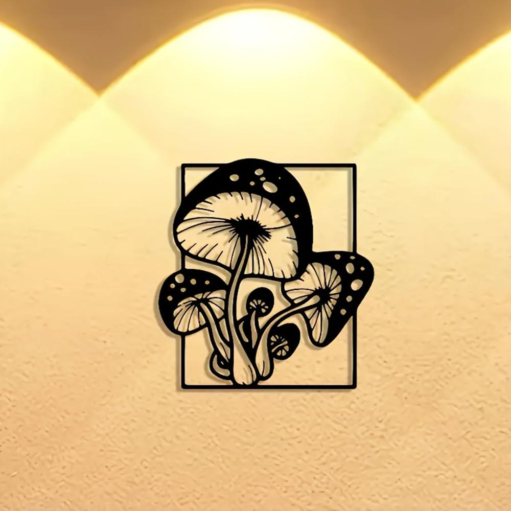 1pc Metal Mushroom Wall Decor, Detachable Iron Art, Rustic Farmhouse Sign for Home Office Kitchen Patio, Reusable Elegant Ornament
