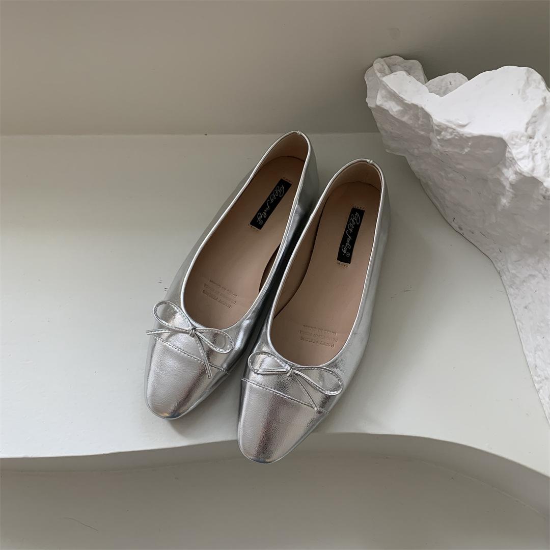 

Silver Pig Nose Ballet Shoes Children S Year Popular French Small Fragrance Mary Jane High Heel Shoes 35