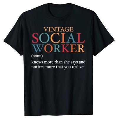 Vintage Definition Sozialarbeiter Lustige T-Shirts Herren Damen Lässig Baumwolle Humor Streetwear T-Shirt Kurzarm Unisex Kleidung