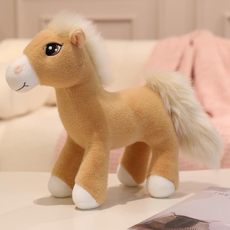 Big Eyes Horse Plush Toy Lifelike Standing Posture Horse Doll High Quality Stuffed Animal Toy Classic Birthday Gift For Kids