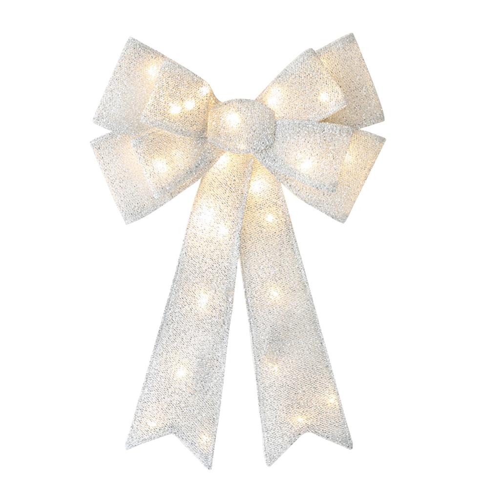 Bow Pre-assembled Christmas Bow Decoration, Indoor/Outdoor LED Holiday Decoration, Outdoor Battery Box