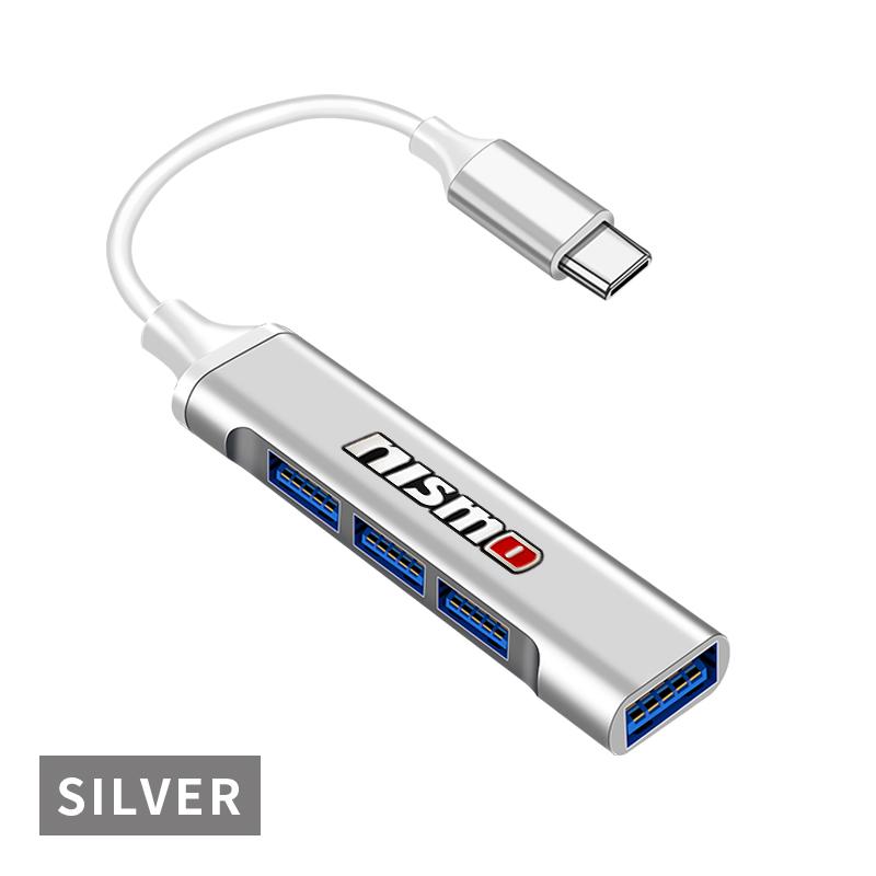

1Pc Type-C Turn USB Adapter Multi Port Distributor Hub Car Goods For Nissan Nismo Qashqai X J10 Trail Tiida Teana Skyline Juke X-trail Almera Type-C Nismo