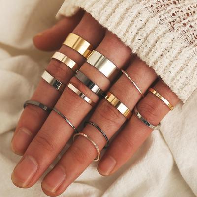 European and American New Ring Creative Fashion Three-color Thickness Ring 14-piece Joint Ring