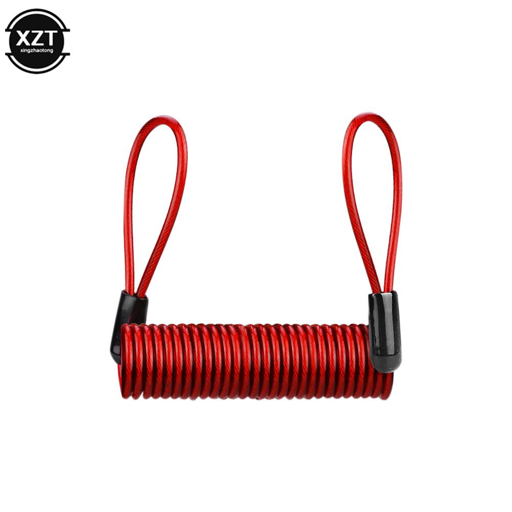 

1.2m Motorcycle Scooter Disc Lock Cable Security Reminder Anti Theft Bike Moto Tools Bicycle Warning Spring Rope Wire Helmet красный