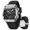 Men's Quartz Sports Watch Black Silica Gel Band Water-Resistant Waterproof Chronograph Black Dial Silicone Wristwatch
