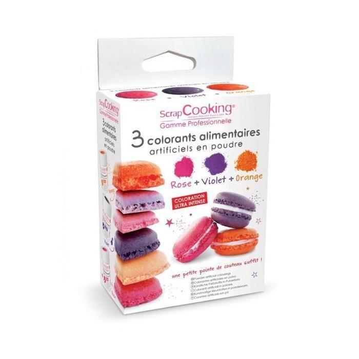 3 Food Colorings - Orange, Purple, Pink