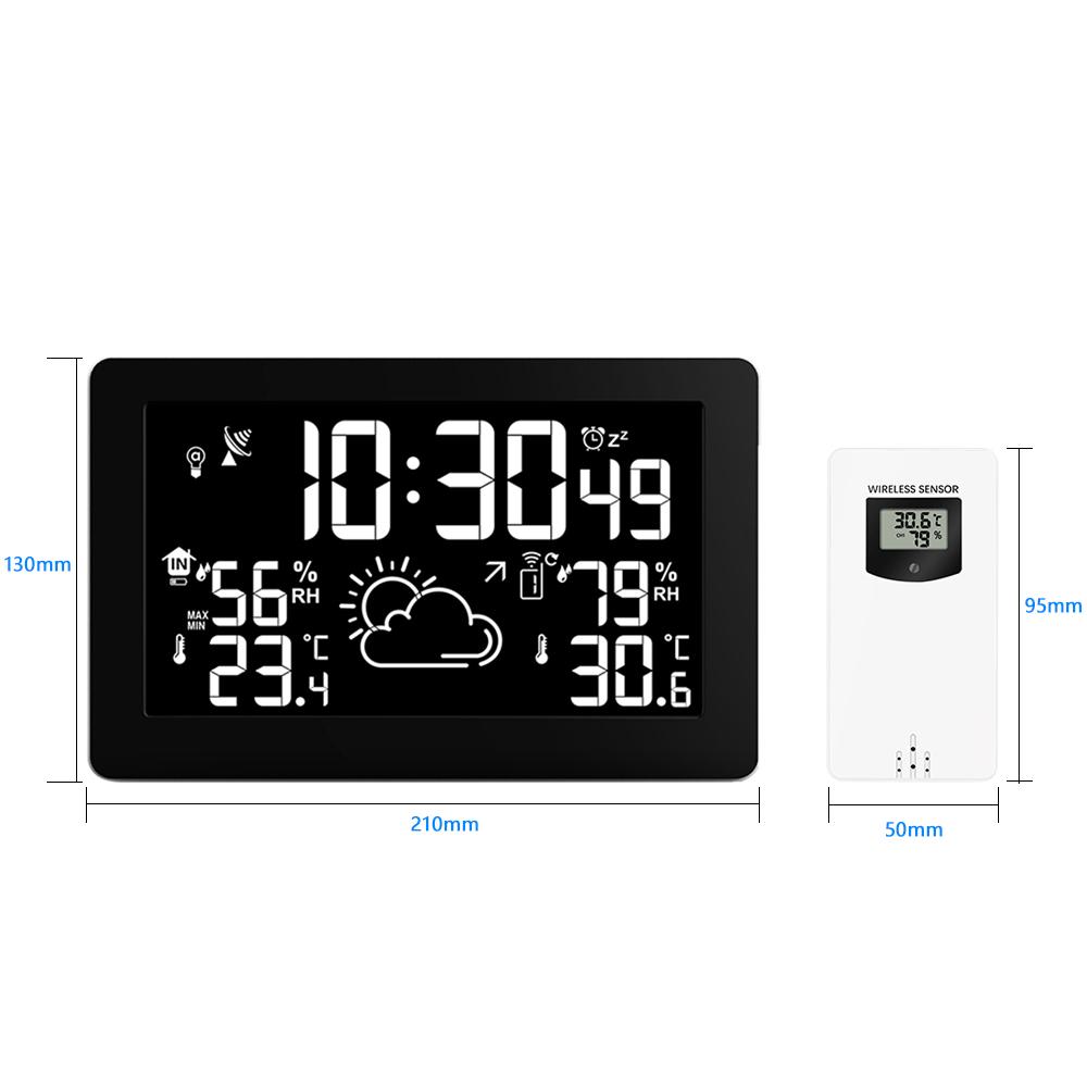 PT3378A NO RCC Drahtlose Wetterstation Temperatur-Feuchtigkeitssensor Buntes LCD-Display Wettervorhersage Uhr Innen/Außen