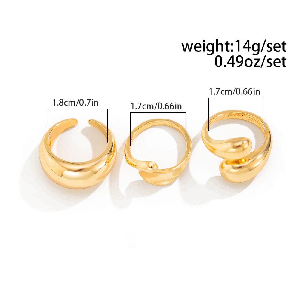 Liquid Metallic Glossy Metal Rings Set for Women Men Asymmetrical Open Elegant Gold Silver Color Adjustable Pearl Rings Punk Geometric Party Jewelry