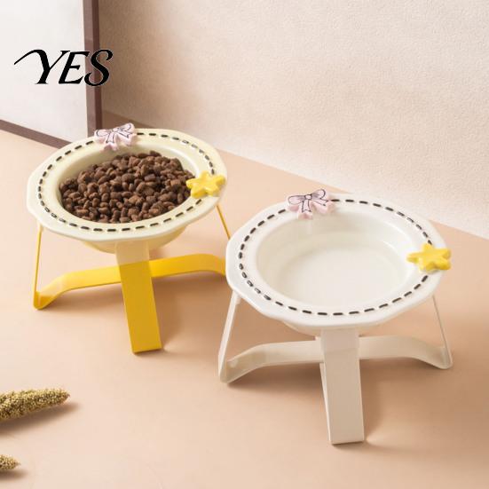 High-temperature Ceramic Bowl Feeding for Dogs & Cats, Whisker Friendly Kitten Food Non-tip Cat Dish Water Dish, Wide Shallow Pet Feeder Plate Dry Wet