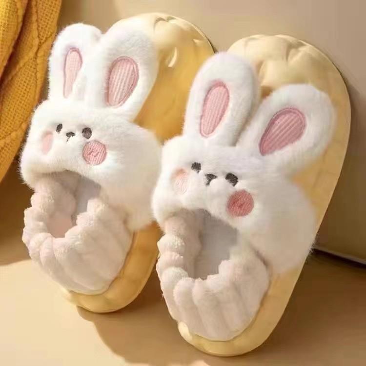 

Rabbit s Winter Indoor Non-Slip Waterproof Slippers: Removable, Warm, Thick-Soled Cotton Shoes for Home Use 36-37