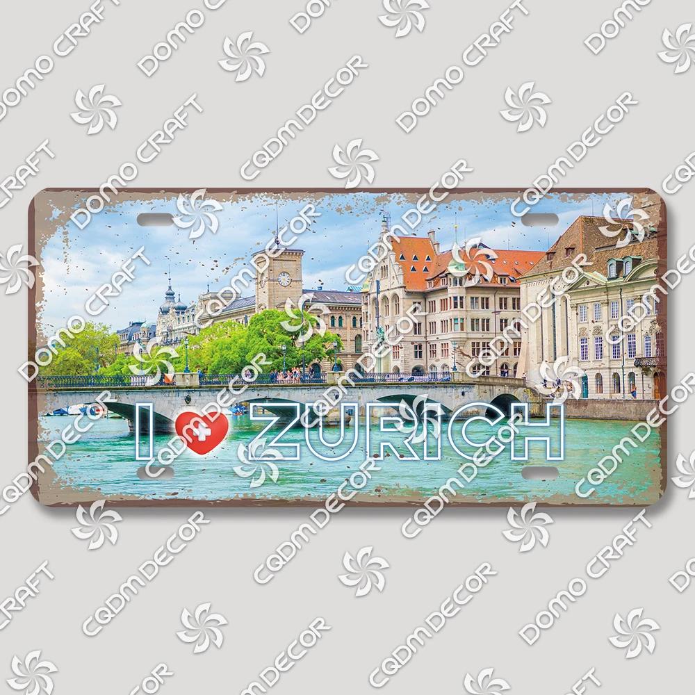 I Love Switzerland Poster License Plates Retro Alps Geneva Zurich Scenery Metal Tin Sign Cafe Living Room Home Wall Decor