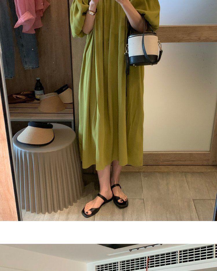 Women's Summer 2025 Green Spaghetti Strap Off-the-Shoulder Maxi Dress - Elegant French Beachwear