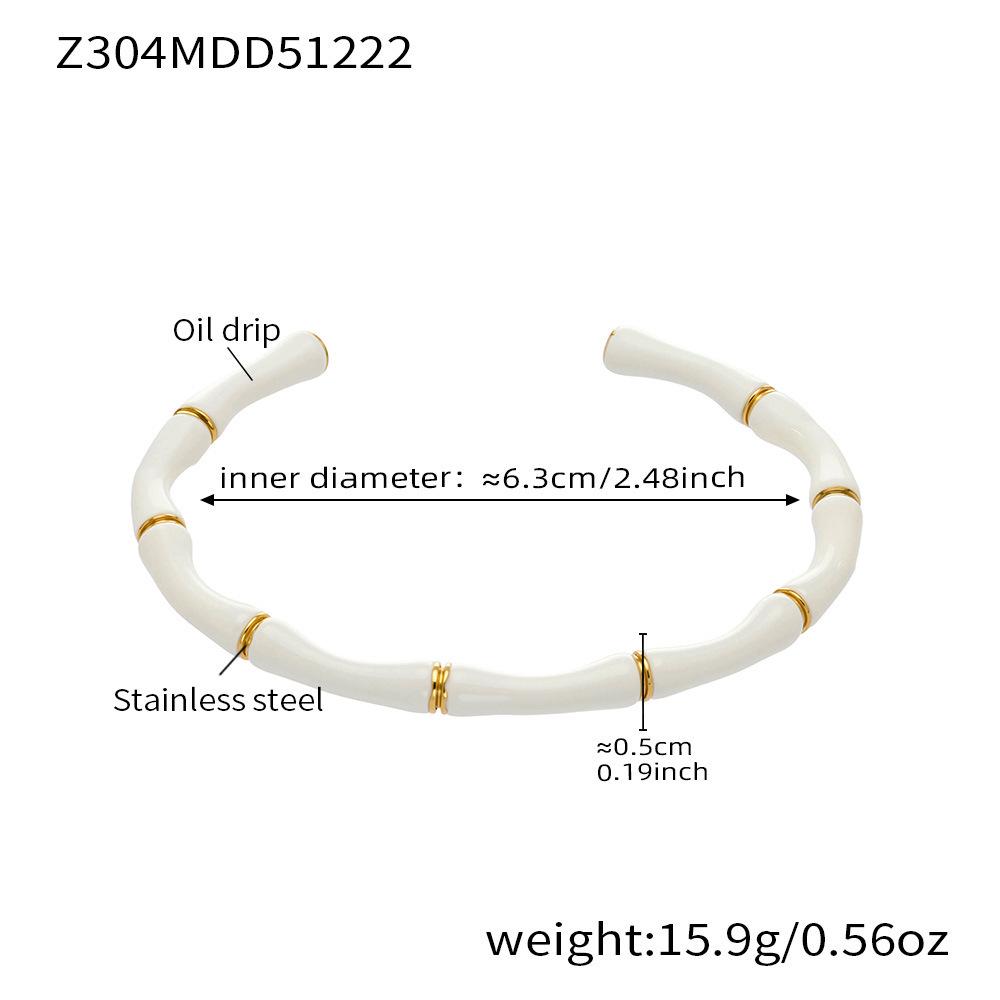 18K Gold-Plated Stainless Steel Geometric Bamboo Joint Multi-Color Cuff Bracelet Set